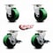 Service Caster Tool Box Caster Wheel Set 4'' Green Poly on Cast Iron Swivel Casters, 4PK TOOL-SCC-20S420-PUB-GB-2-TLB-2 - alternate 4